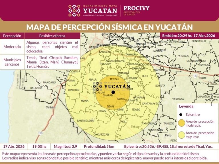 Sismo en Ticul, Yucatán: se registra nuevo movimiento de magnitud 3.9 sin daños
