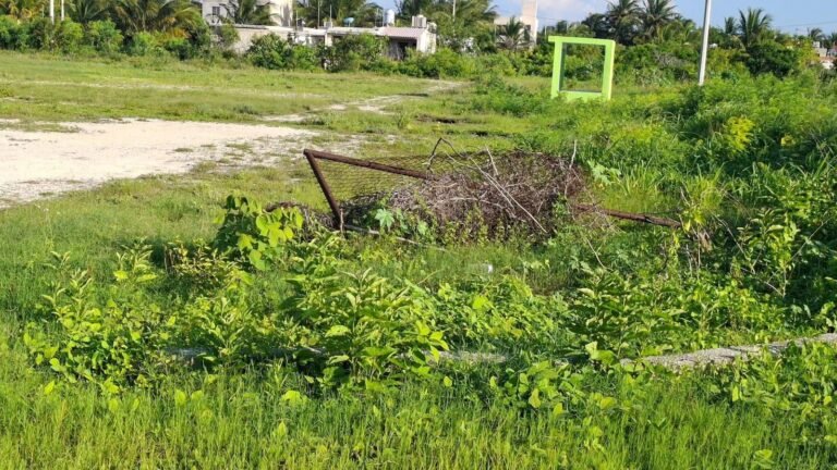 Vecinos de Telchac Puerto denuncian abandono de campo deportivo y reclaman cumplimiento de promesas
